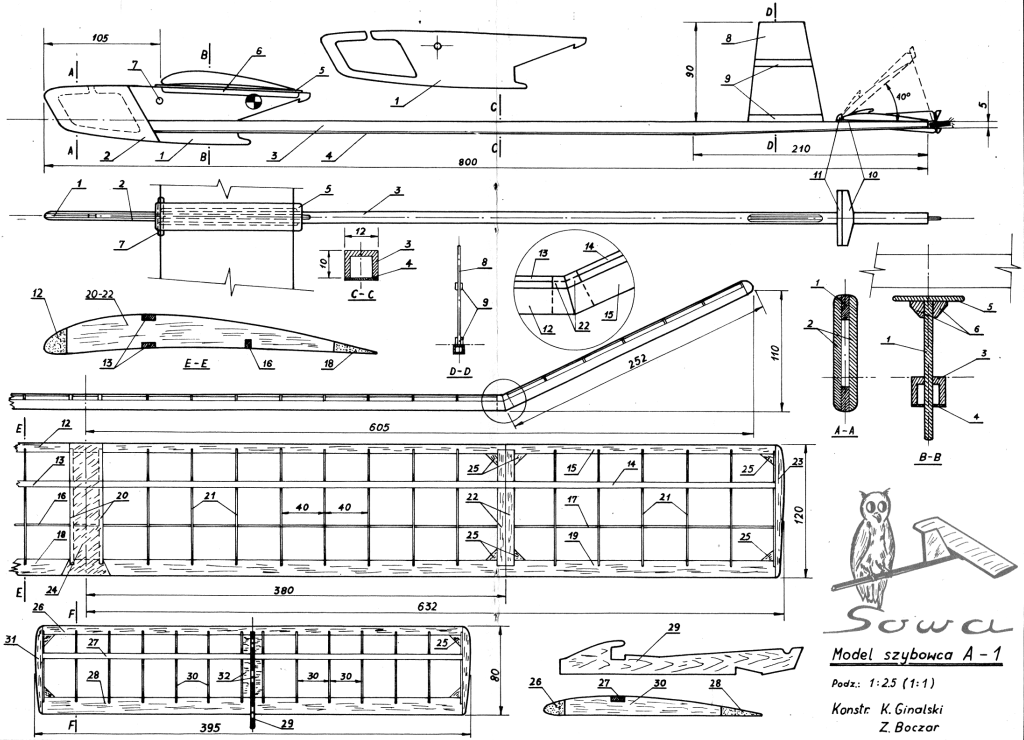 Modelarz 1971 08 Sowa A1 Plan.png